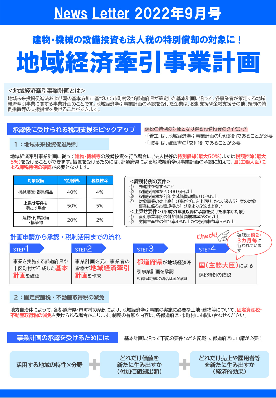 ニュースレター2022年9月号地域経済牽引事業計画